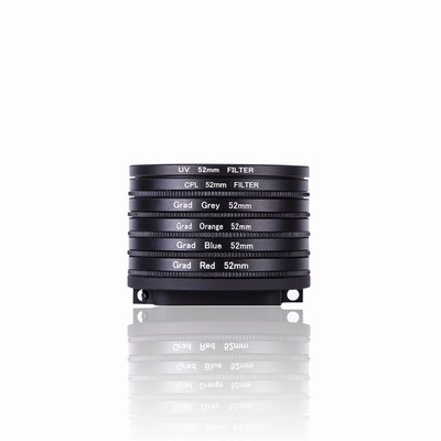 52mm CPL渐变红/蓝/橙/灰滤镜UV套装适用GoPro 5/7/9/10/11/12/13