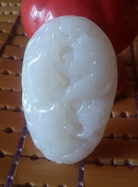 新疆和田羊脂玉把件 白玉籽料把玩件 玉手把件 鱼 男女款蜀黍