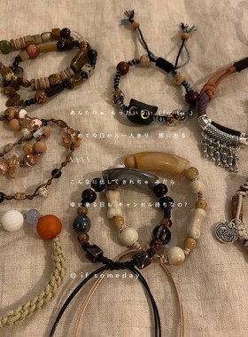 手作 新中式民族风手工编织手链女异域国风小众设计感抽拉手绳潮