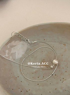 夏季简约高级感一颗珍珠吊坠细链条锁骨链冷淡风小众项链女颈链