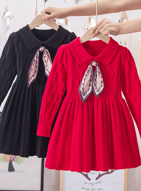 女童秋装连衣裙2021新款裙子儿童韩版宝宝针织毛线童装洋气公主裙