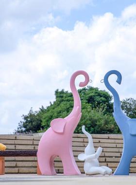 户外园林景观抽象动物大象秋千座椅玻璃钢雕塑商场楼盘装饰品摆件