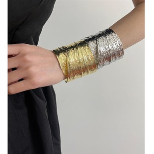 复古夸张重工立体浮n雕肌理感金色不规则高级感开口手镯女手环臂