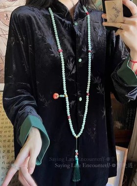 佛珠戴脖子的佛珠手串女高级感陈香手串佛珠念Q珠静心感毛衣链配