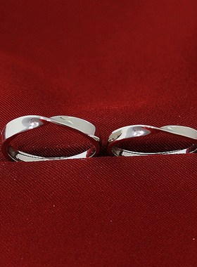 925纯正品开口调节情侣小众设计莫比乌斯环男女铂金结婚求婚戒指