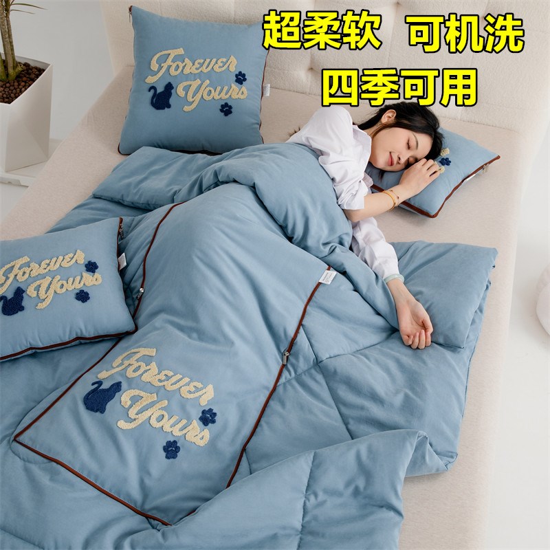 加厚折叠抱枕被子两用车载靠垫枕B头被办公室沙发午睡空调被二合