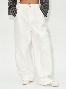 ROLLINGAGE 口袋细节工装长裤宽松松弛感百搭直筒休闲裤