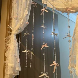 饰粉色diy房间少女心 改造卧室芭蕾ins风布置门帘卧室可爱风蝴蝶装