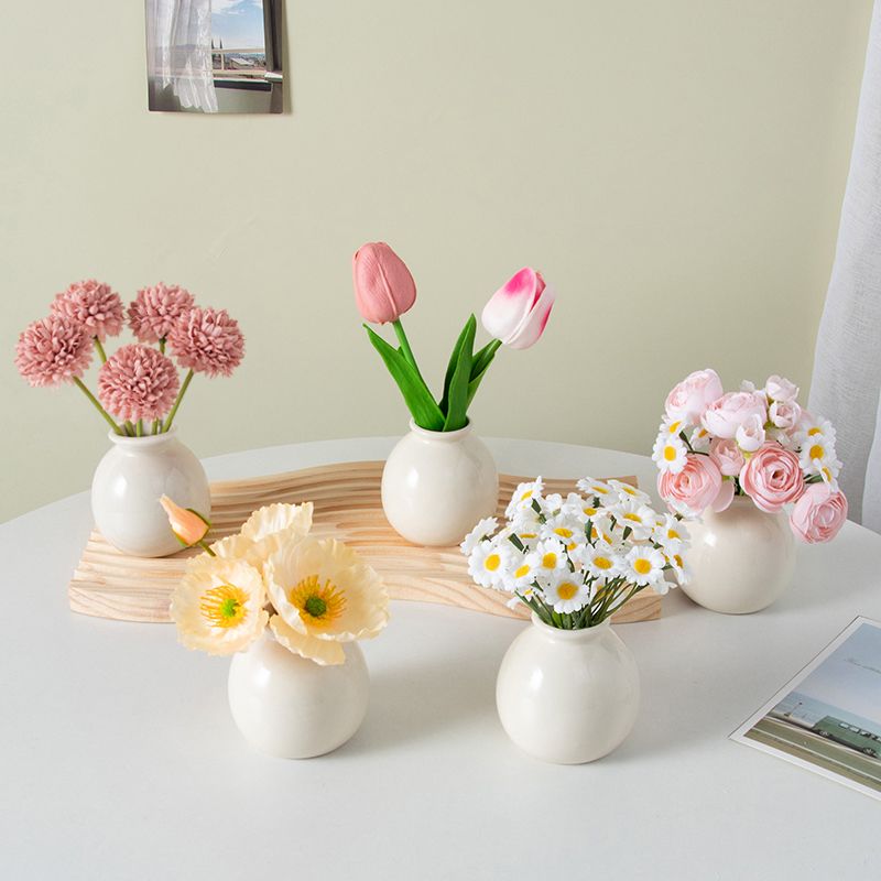 ins陶瓷小花瓶家居桌面装饰品仿真干花假花套装办公餐桌摆件