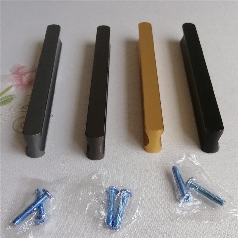 T型圆头铝合金一字型衣柜门拉手灰黑色1.2米加长高光门板岩板把手图片
