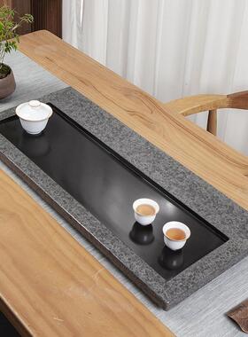 2024新款天然乌金石茶盘家用简约茶具现代轻奢办公室排水式大茶台