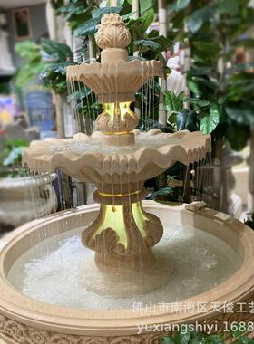 欧式喷泉透光喷泉大型花园雕塑景观摆件砂岩工艺品园林景观喷泉