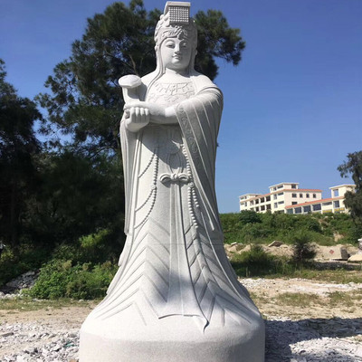 石雕汉白玉妈祖天后娘娘户外摆放寺庙花岗岩人物青石石材人物雕像