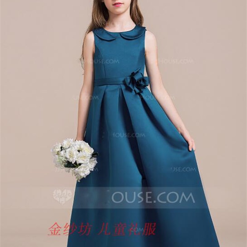 六一黑色儿童礼服大童钢琴演出服公主G裙裙女童长款大提琴演奏服