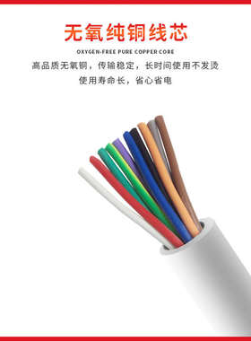 电线缆RVV 6 7 8 10芯0.5/0.75/1.0白色国标多芯控制护套信号线