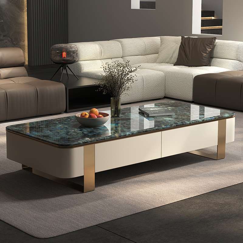 天然大理石茶几意式轻奢超晶石家用茶桌意式极简客厅茶几2023新款