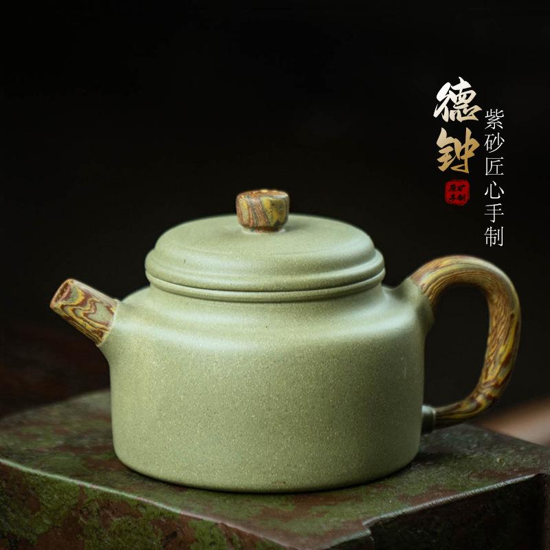 宜兴紫砂壶德钟茶壶原矿豆青砂绞泥家用泡茶壶茶具套装单壶