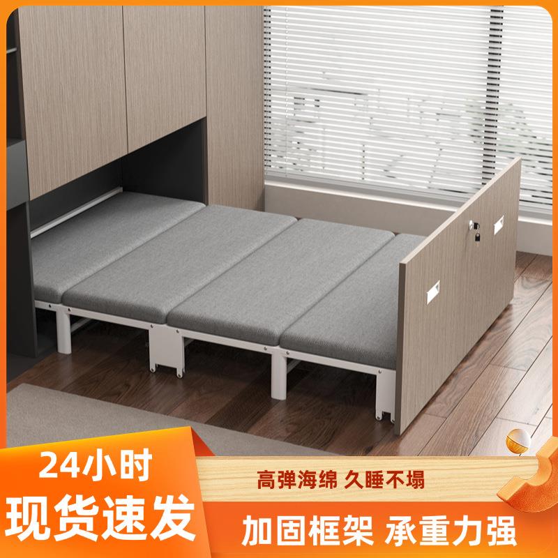 隐形床书桌柜一体午休多功能家用一米二可伸缩小户型隐藏折叠床