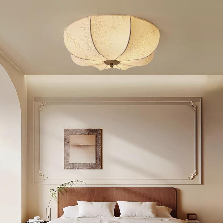 法式复古布艺吸顶灯中古风书房样板间玄关餐厅民宿过道走廊天花灯