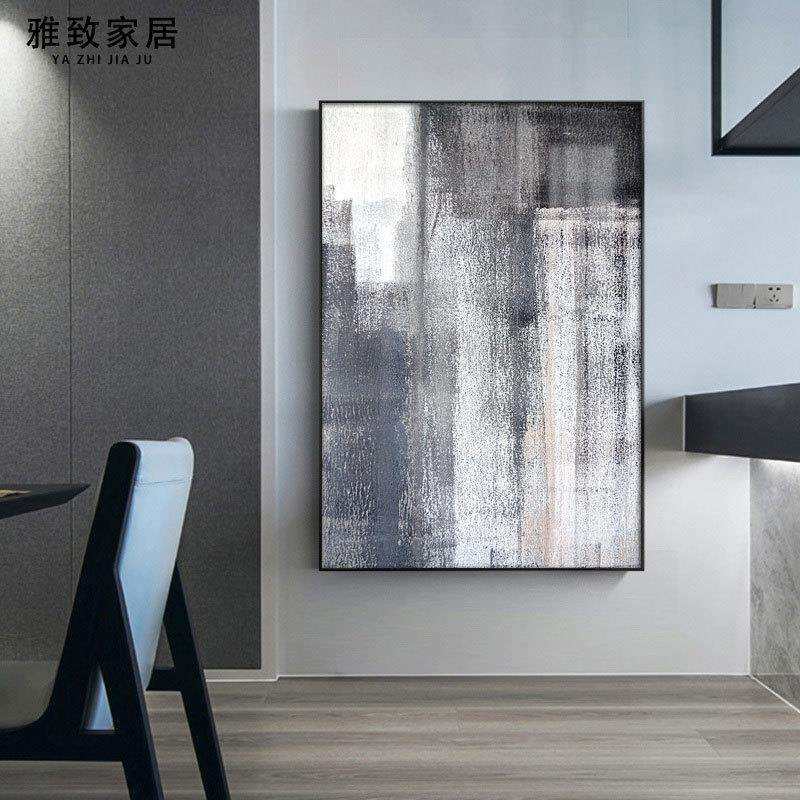 现代简约抽象装饰画走廊工作室样板房挂画客厅墙面玄关黑白灰壁画
