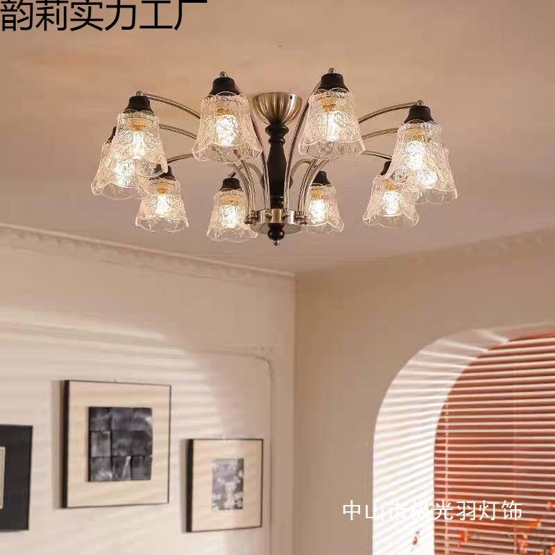 客厅吊灯法式中古高级感大厅主灯新款复古南洋风高端美式卧室灯具