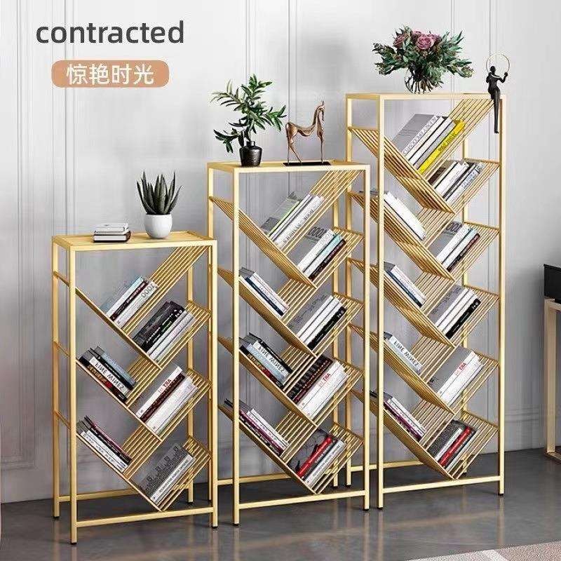 铁艺书架轻奢多层置物架简易收纳简约落地学生书柜创意树形书架子