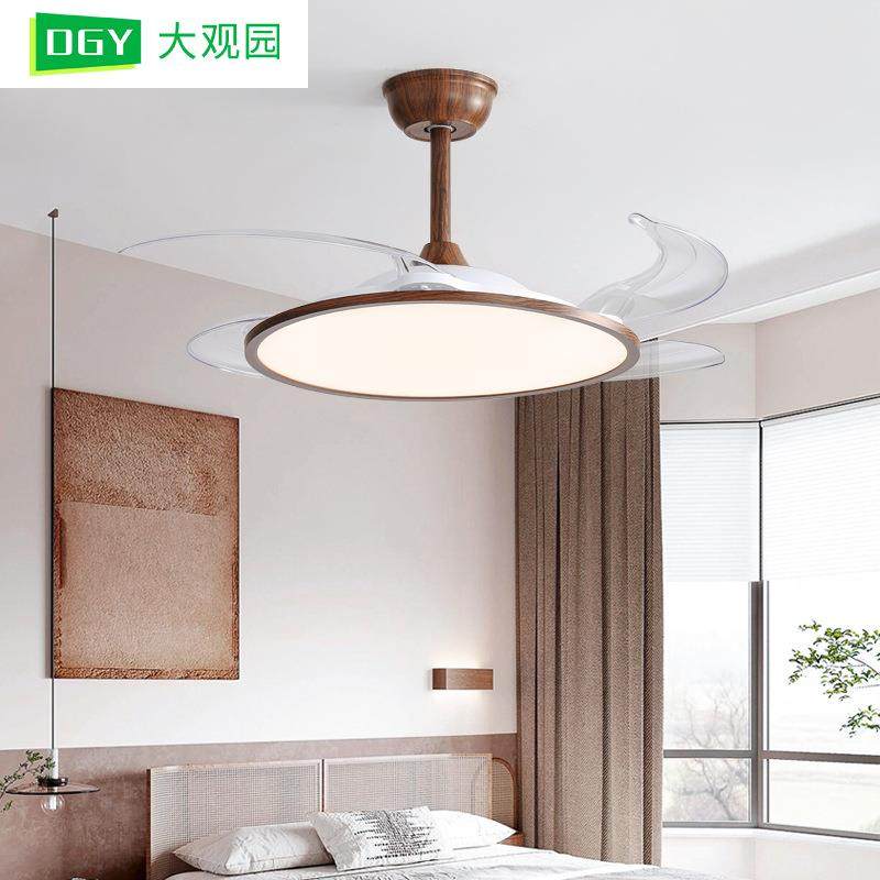 隐形风扇灯新款极简超薄吸顶吊扇灯客厅餐厅卧室一体电扇灯具L263