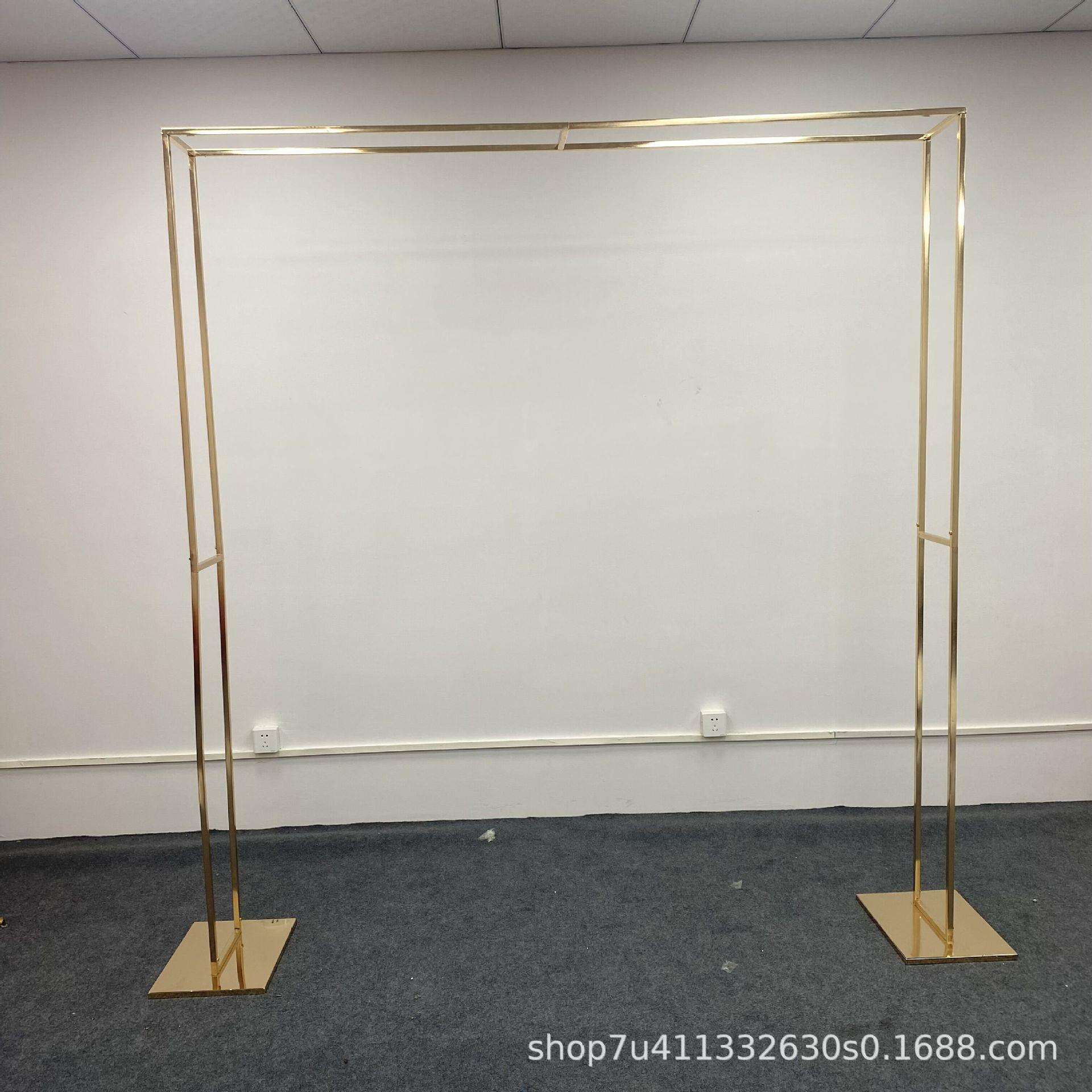 婚庆道具铁艺屏风方形双杆门型拱门户外婚礼场景布置仿真绢花架子