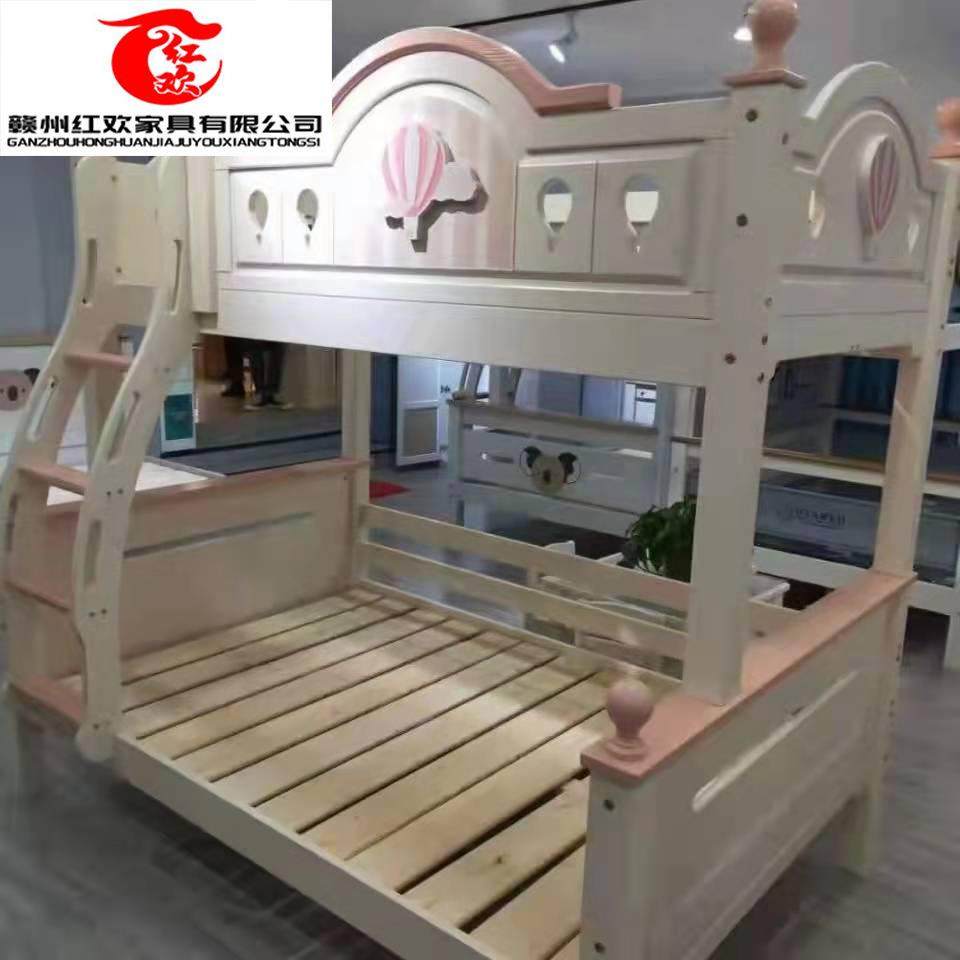 粉色樱桃实木上下床双层床女孩儿童床母子高低床实木子母床公主床