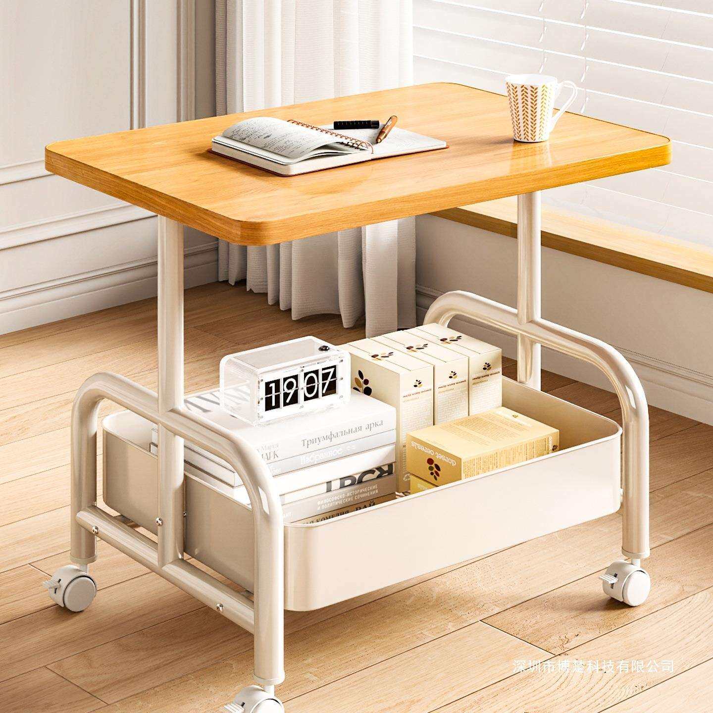 小推车双层边几客厅沙发可移动茶几收纳小桌子带轮茶桌卧室置物J&