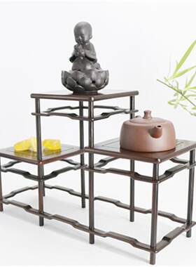 红酸枝高低明式博古架木雕工艺品展示架多宝格花盆景花架底托
