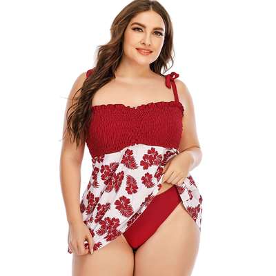 2021ebay新款分体加肥加大保守欧美女泳衣现货多色泳装