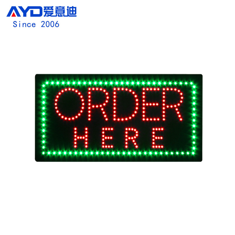 LED广告牌发光字招牌标识灯箱制做 LED ORDER HERE SIGN 24x48cm