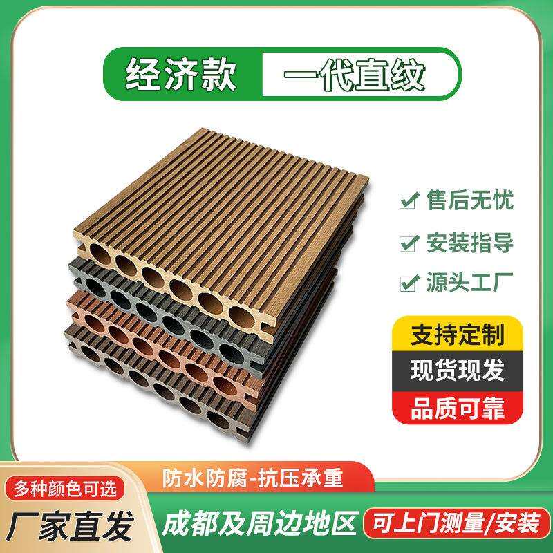 条纹塑木地板户外别墅庭院阳台花园防腐木工程栈道改造木纹环保板