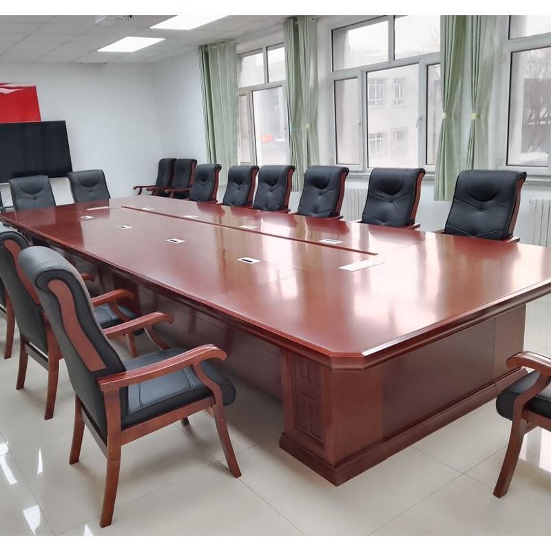 大型实木会议桌长桌油漆会议台6米8米9米10米12米开会桌办公桌