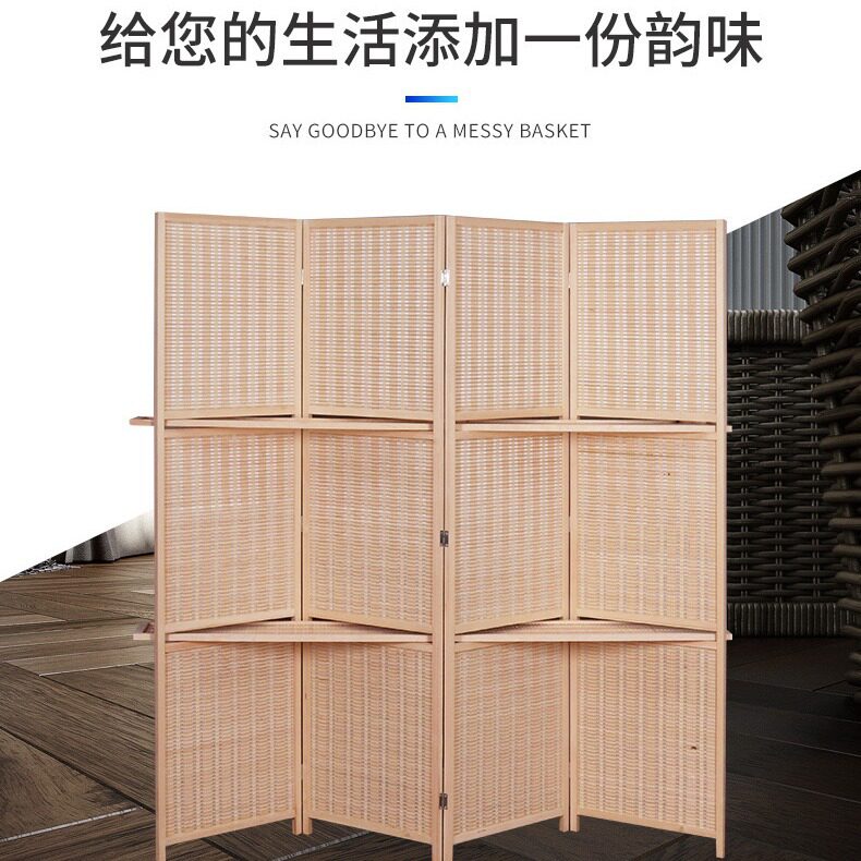 新款中式玄关办公折叠屏简约现代阳台隔断屏家用纯色田园风屏风