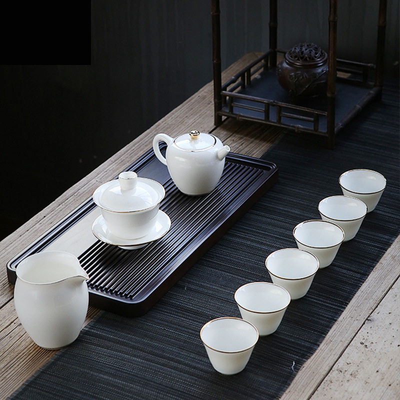 成艺厂家中国白白瓷玉瓷陶瓷茶具套装润白盖碗主人杯茶洗德化白瓷