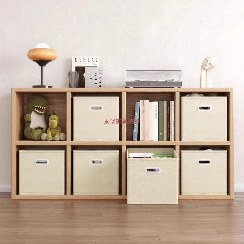 实木书架落地靠墙幼儿园收纳柜实木书柜客厅储物置物架家用格子柜