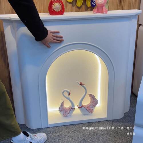 简约法式壁炉装饰柜拱形玄关柜置物架网红风客厅卧室带灯发光