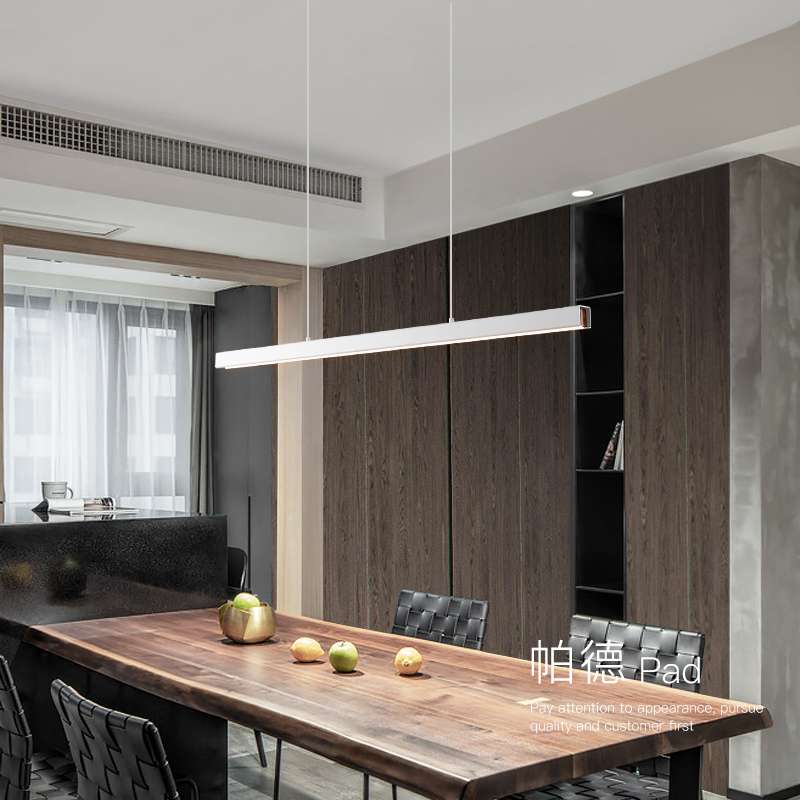 餐厅吊灯简约现代创意个性极简一字长条白色餐桌饭厅护眼岛台吊灯