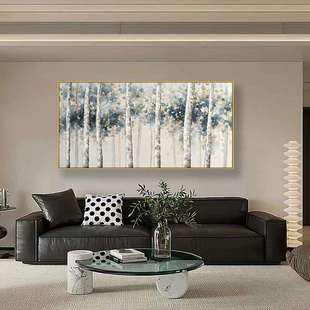 纯手绘油画抽象白桦林玄关客厅现代简约装饰画大芬油画村立体挂画