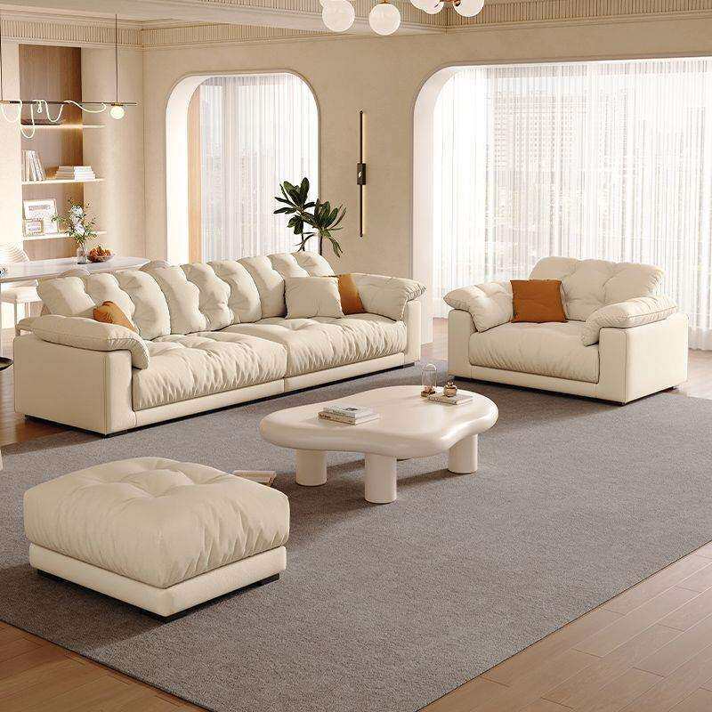 中派北欧风客厅小户型全套布艺沙发组合现代简约奶油风猫抓布沙发