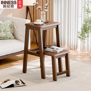 全实木梯凳家用两步阶梯凳室内多功能登高凳子小梯子置物架