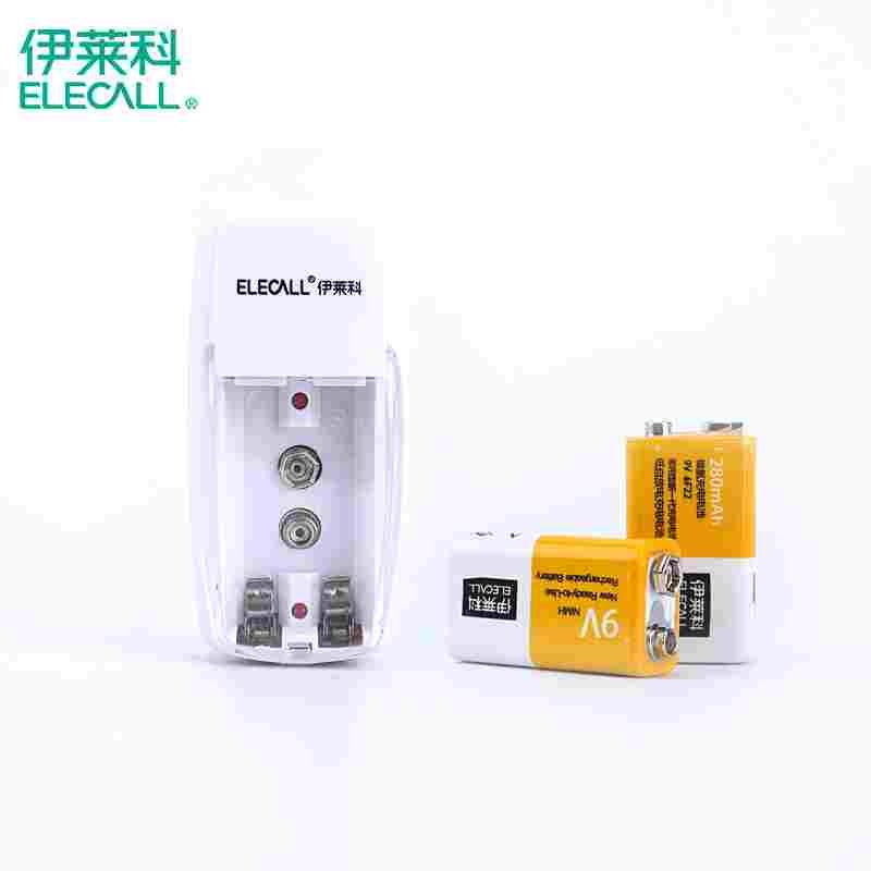 伊莱科9V充电电池充电器通用5号7号9V电池套装9伏万用表钳形表用