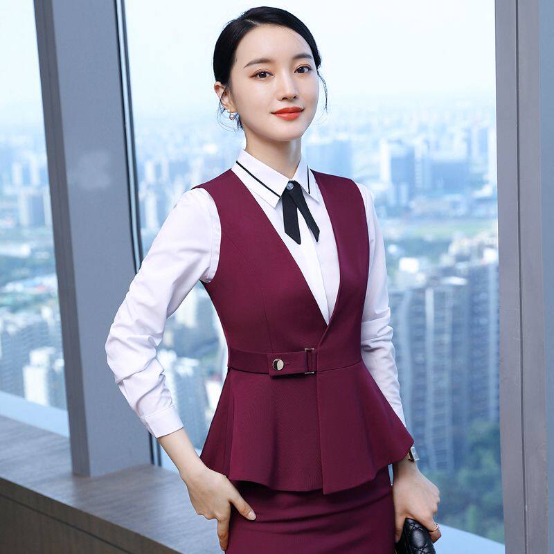 职业马甲套装女时尚气质酒店前台工装餐饮酒吧服务员美容师工作服