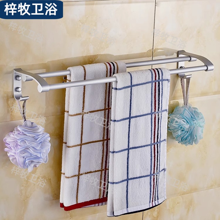不锈钢免打孔浴巾架单双杆