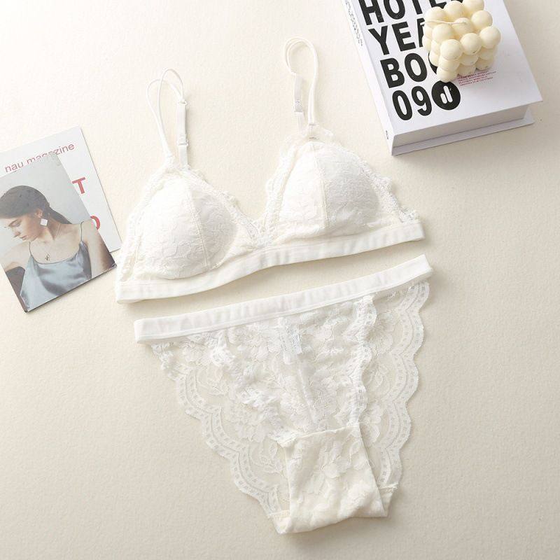 新文胸套装女小胸聚拢性感薄款法式蕾丝无钢圈纯欲吊带内衣裤跨境,女士内衣/男士内衣/家居服,抹胸,淘宝优惠券,粉丝福利购,淘宝优惠卷