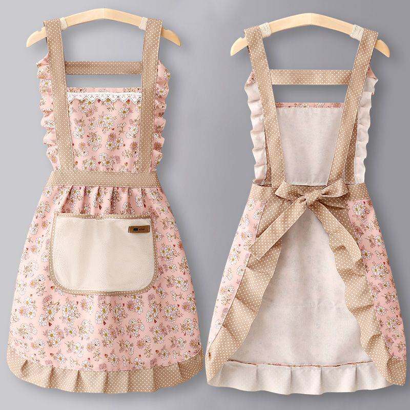 毛巾兜帆布围裙田园风工作服罩衣厨房做饭上班耐磨女工作服时尚