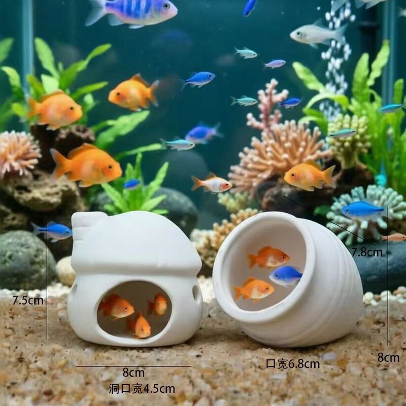 贝壳鱼缸造景陶罐躲避洞鱼躲避屋产卵洞鲷罐虾屋虾窝虾罐鱼繁殖罐
