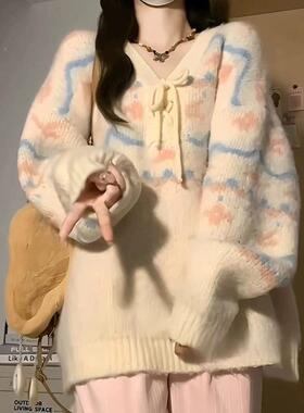 慵懒女风森系古着C33MF675毛衣秋冬5022新款高级感内搭打底针织衫